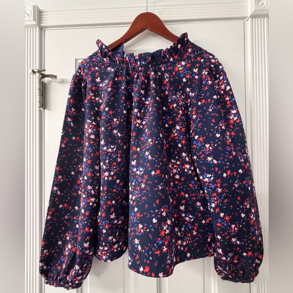 J. Crew Navy Floral Blouse